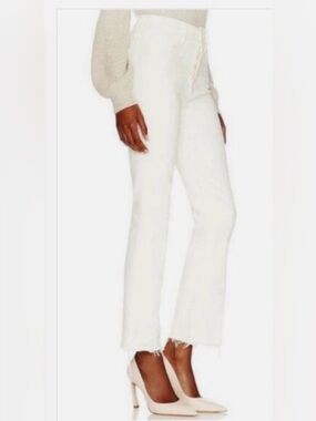 MOTHER The Tripper Ankle Fray Jeans White High Rise Cropped Size 28